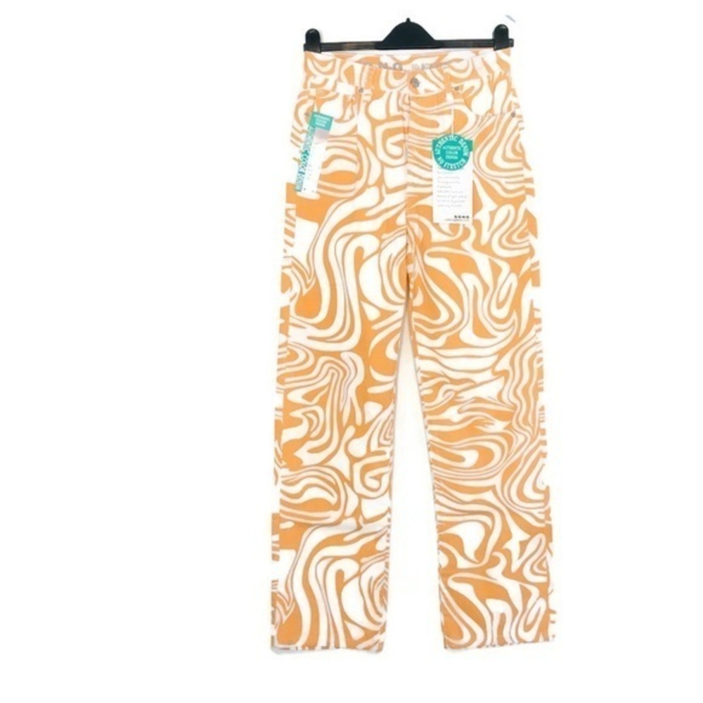 NWT SONG Yellow Zebra Print 90s Boyfriend Jeans Relaxed Fit Junior’s sir 7
